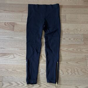 SPANX Black Leggings with Gold Zippers